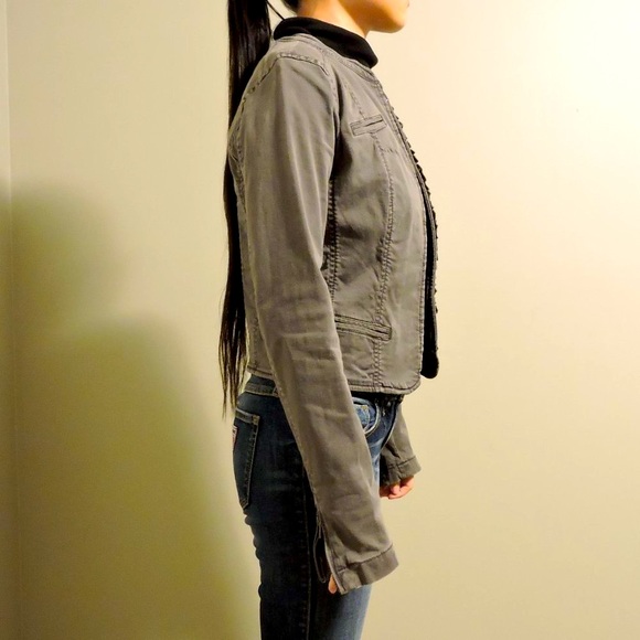 Esprit Grey Soft Demin Jacket with Hook Closure and Zip Sleeve Details - Picture 7 of 13